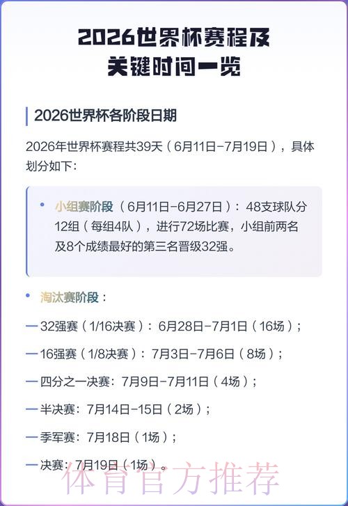 2026世界杯每日赛程高清版完整安排怎么查